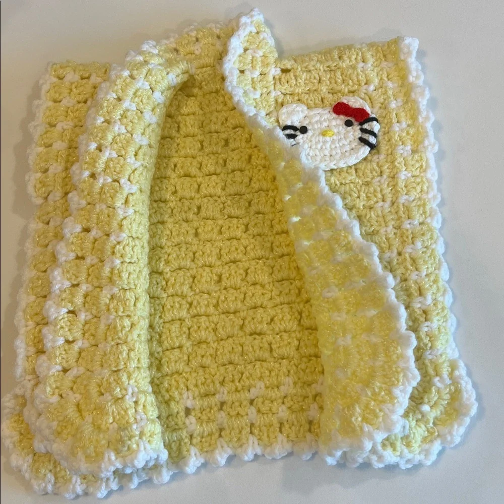 Handmade‎ - Yellow/White, infant hello kitty sweater vest